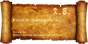 Kordik Barnabás névjegykártya
